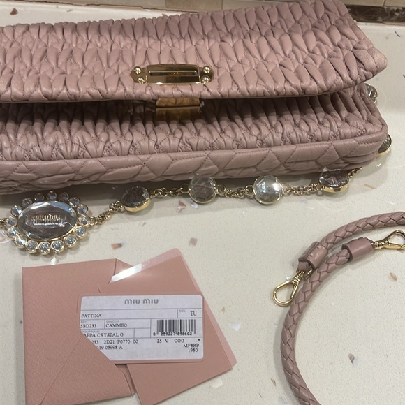 Miu Miu quilted bag Napa crystal clear n cammeo color - Picture 6 of 12